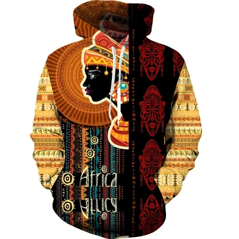 Moške Pomlad Jesen Afriške 3D Hoodie Za Človeka Prevelik Natisne Majica za Šport, Mens Sudadera Tradicionalnih Hooded Oblačila