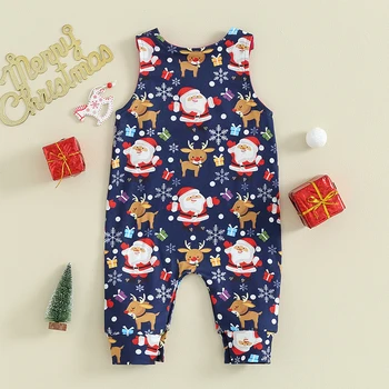 Newborn Baby Girl Boy Božič Obleko Medenjaki Santa Suspender Hlače, Hlače Z Oprsnikom Kombinezon Jumpsuit Božič Set