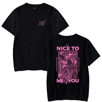 NMIXX-T-shirt masculina e feminina Merch Predstavitev, agradável par mixar você gola redonda, mangas curtas, roupas casuais de