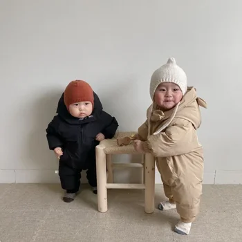 Otroške Igralne Obleke Debele Korejska Različica Toplo Dojenčke Hooded Runo Notranjosti Novorojenčka Jumpsuit Kombinezon Malčka Fant Dekle Obleko Zimsko