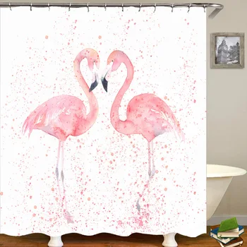 Poletje Pink Flamingo Tuš Zavesa Banana Listov Plaži 3D Digitalni Tisk Nepremočljiva Tuš Zavese Kopalnica Cortina De Ducha