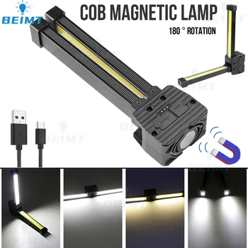 Prenosni XPE COB LED delovna svetilka Svetilka USB Polnilne Magnetni Lanterna Visi Svetilka z Vgrajeno Baterijo za Taborjenje Bakla