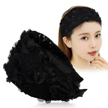 Preprost Široko Lase Hoop Dekle Pokrivala Pomlad Očesa Korejski Hairbands Čipke Glavo Ženske Lase Hoop Cvet Glavo