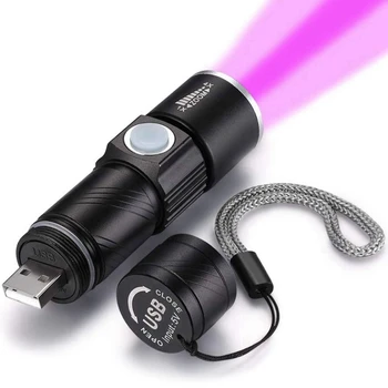 Promocija! 2X 395Nm UV Svetlobo Svetilka Blacklight USB Polnilna LED Svetilka Nepremočljiva Pregled Hišne Urina Svetilko Svetilka