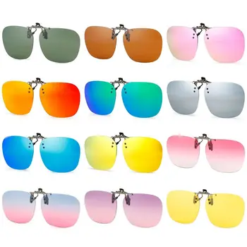 Rimless Clip-On Polarizirana sončna Očala Kovinsko Sponko Priročno Flip-up sončna Očala na Recept Očala UV400 Poligonske Odtenki