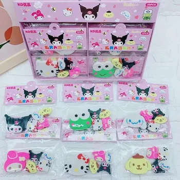 Sanrio 20pcs Radirka Risanka Kuromi Hello Kitty Velika Zbirka Radirka Srčkan Modeliranje Šolske Potrebščine Kawaii Otroci Boxed Darila