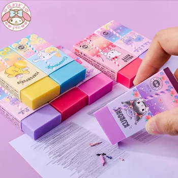 Sanrio Risanka Radirka Hello Kitty Melodijo Kawaii Študentov Tiskovine 12/24pcs Pisane Radirke Srčkan Otrok Erase Šoli Nagrade