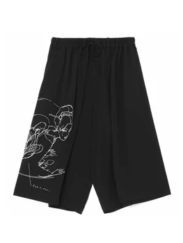 Skrivnostni womanJapan slog oblikovanja hlače Elastični pas Unisex širok noge hlače Owens hlače temno slog hlače za človeka oblačila