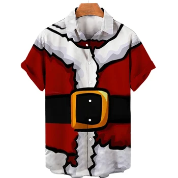 Smešno Božič Enotno Bluze Santa Claus Cosplay Srajce Za Moške Obleke Božič Mens Darilo Kratek Rokav Ulične River Bluzo