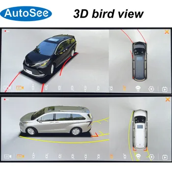 ustrezajo originalni OEM monitor 2023 za Toyota Sienna birds eye 360 stopinjsko kamero 3D Panoramski pogled Spredaj zadaj strani Surround parkirišče