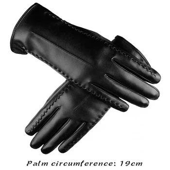 Visoko kakovostne zimske usnjene rokavice za ženske plišastih oblog ročno toplejše novo 2023 elegantno rokavice - črna