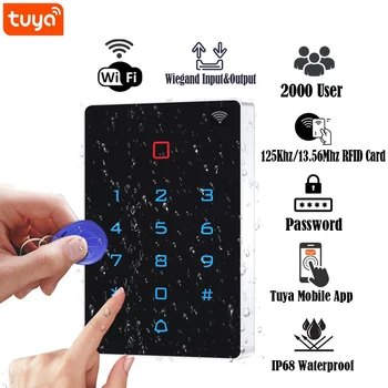 WiFi Tuya App Osvetlitev na Dotik 125khz RFID Kartice, Access Control Card Reader Tipkovnica WG26 Izhod Alarm Upravljanje Kartica Podpora