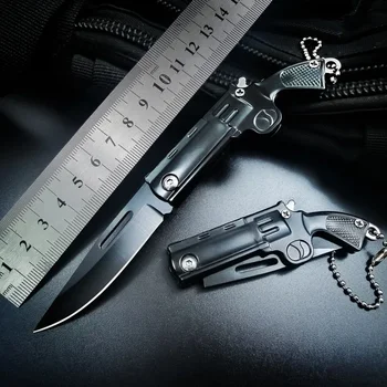 Zunanji Pištolo Obliko Folding Nož za Moške Visoko Trdoto Prenosni samoobrambe Preživetje Vojaško Taktično Noži Ključnih Verige Nož