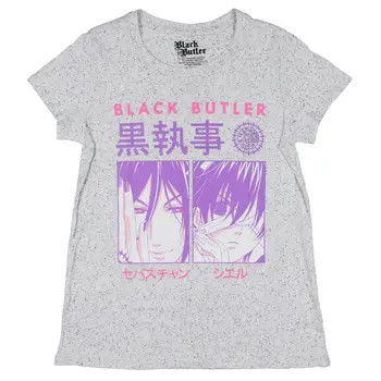 Črna Butler Anime Junior je Sebastian In Ciel Pegasti T-Shirt (Majhna)