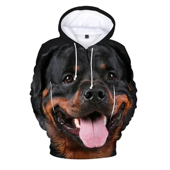 Črna Rottweiler Pes pulover s kapuco Za Moške 3d Tiskanja Sweatshirts Pomlad Jesen Hoodies Ženske Modni Pulover Ulične Otroci Plašč