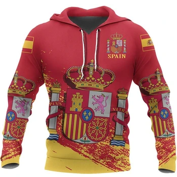 Španija Državni Grb pulover s kapuco Za Moške 3D Tiskanih španski Graphic Majica z Dolgimi Rokavi Pomlad Jesen Puloverju Otroci Hoodies